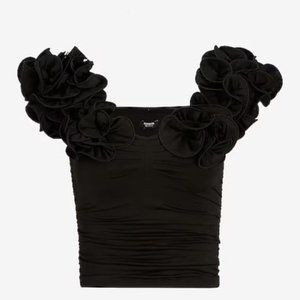 I NEED !!!Express Body Contour Compression Off The Shoulder Rosette Black M